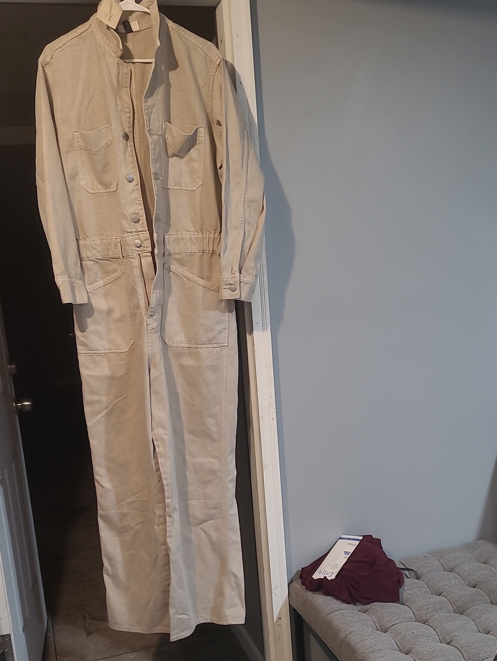 Universal Thread Beige Utility Jumpsuit with Front Pockets